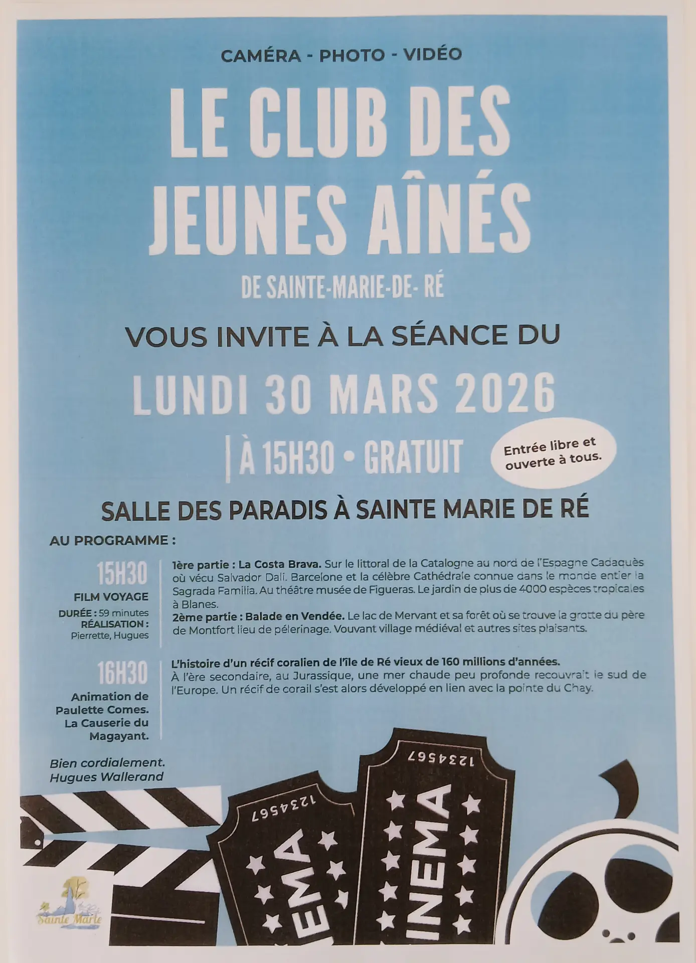 Plakat der Filmvorführung des Clubs der Jungen Alten