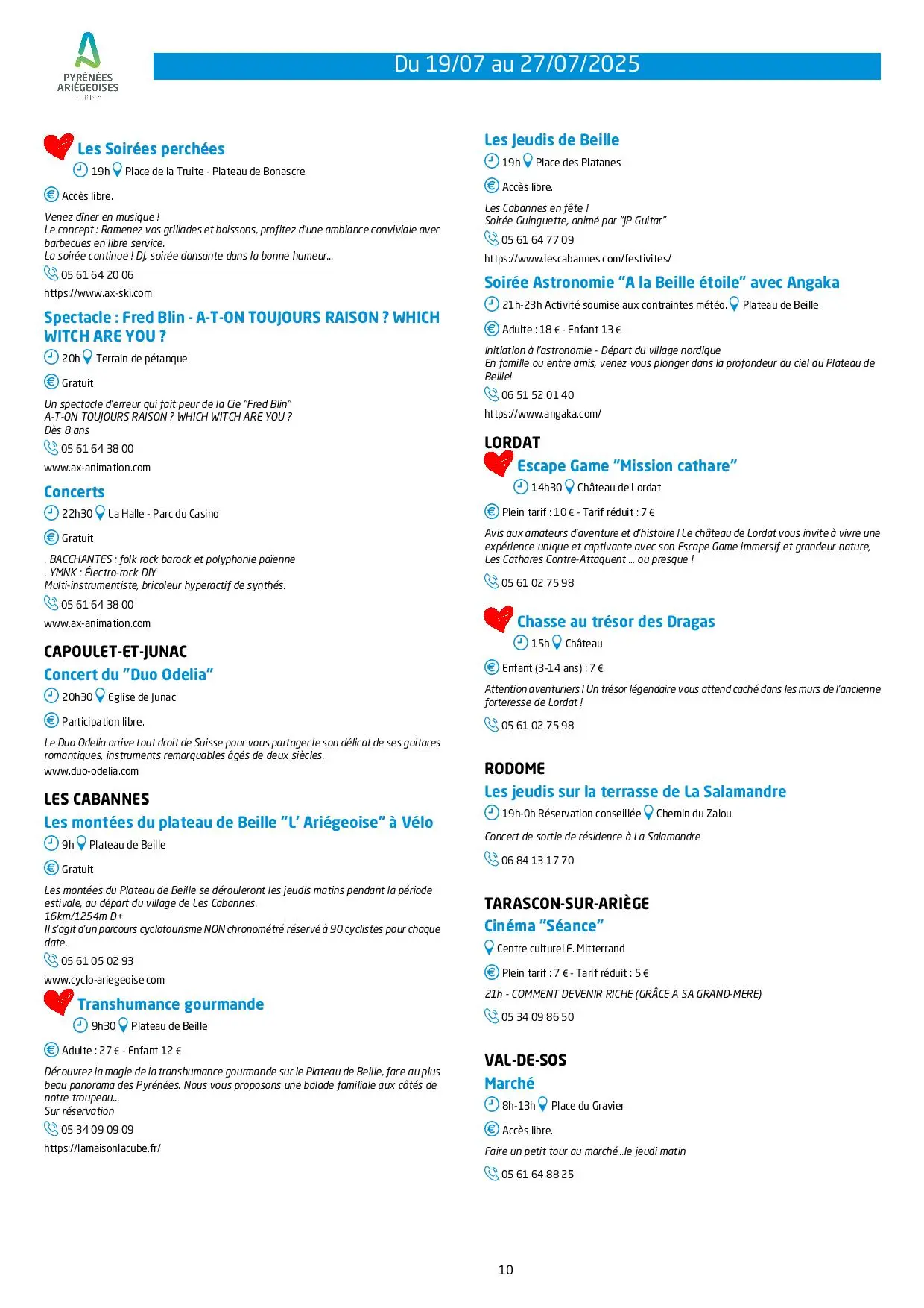 Du 19 au 27.07.Programme Animations & Activités