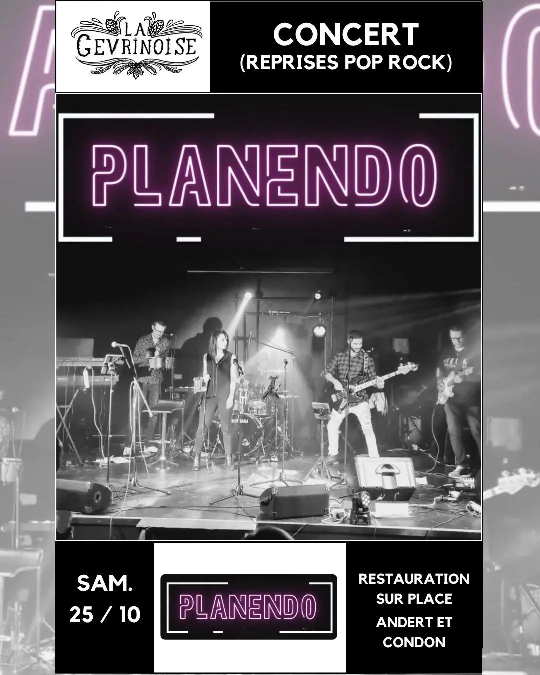Concert Planendo (pop rock) à la Gevrinoise_Andert-et-Condon