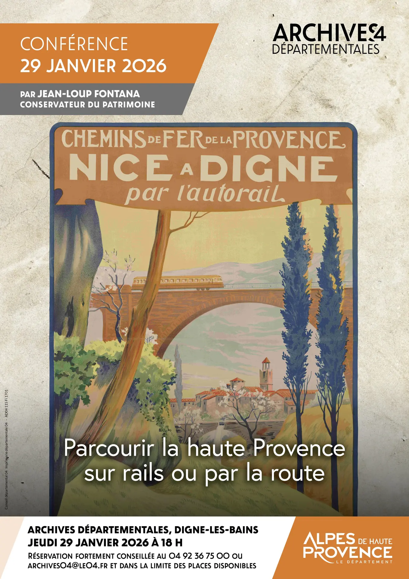 Affiche Parcourir la haute Provence sur rails ou par la route