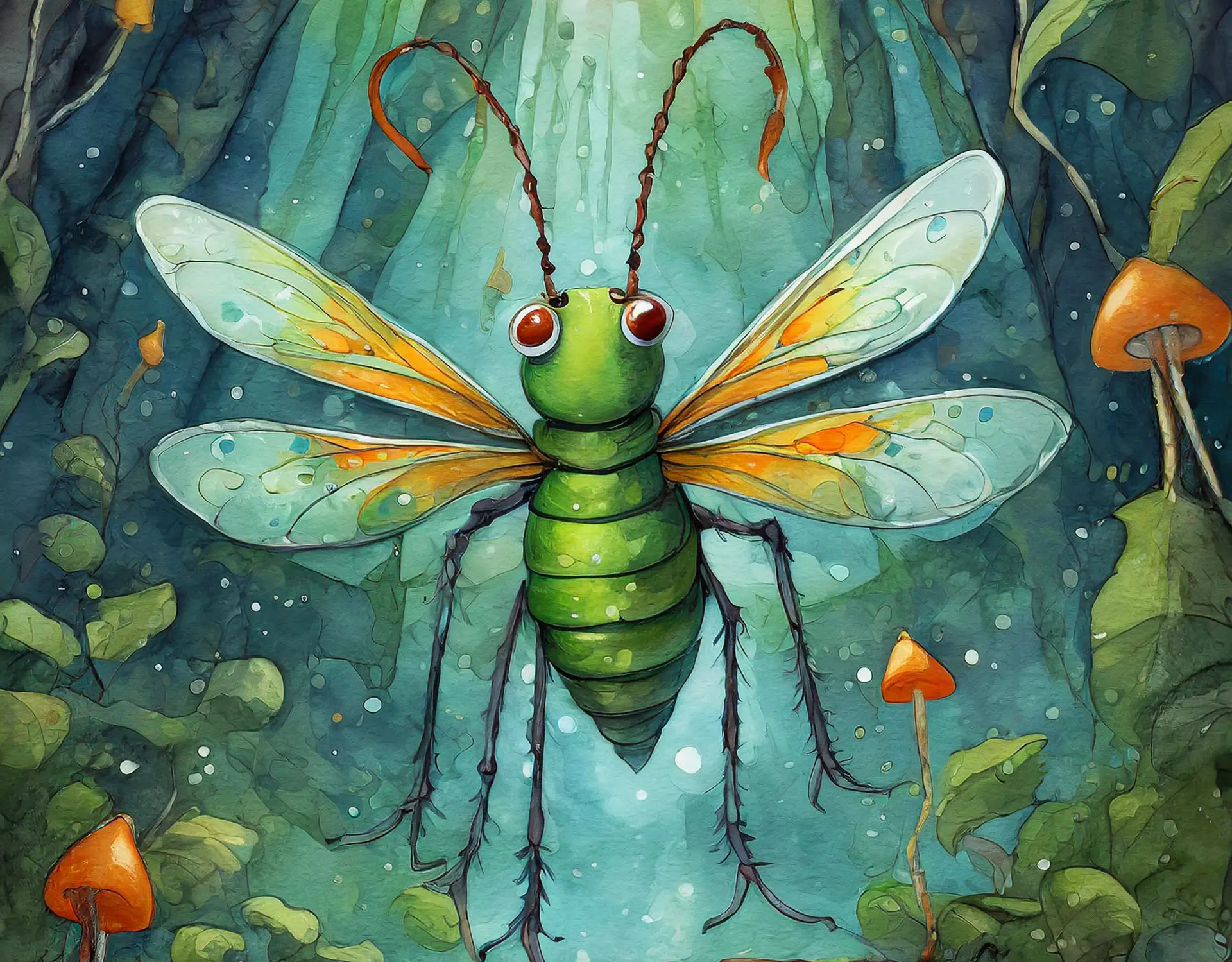 illustration générée par IA d'un insecte en forêt