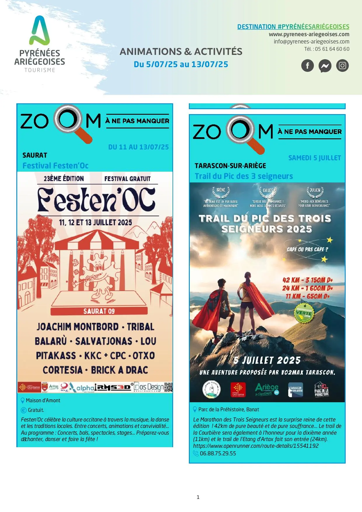 Du 05 au 13.07.Programme Animations & Activités