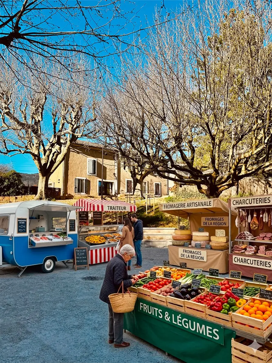 Marché hebdomadaire à Cabrières d' Aigues