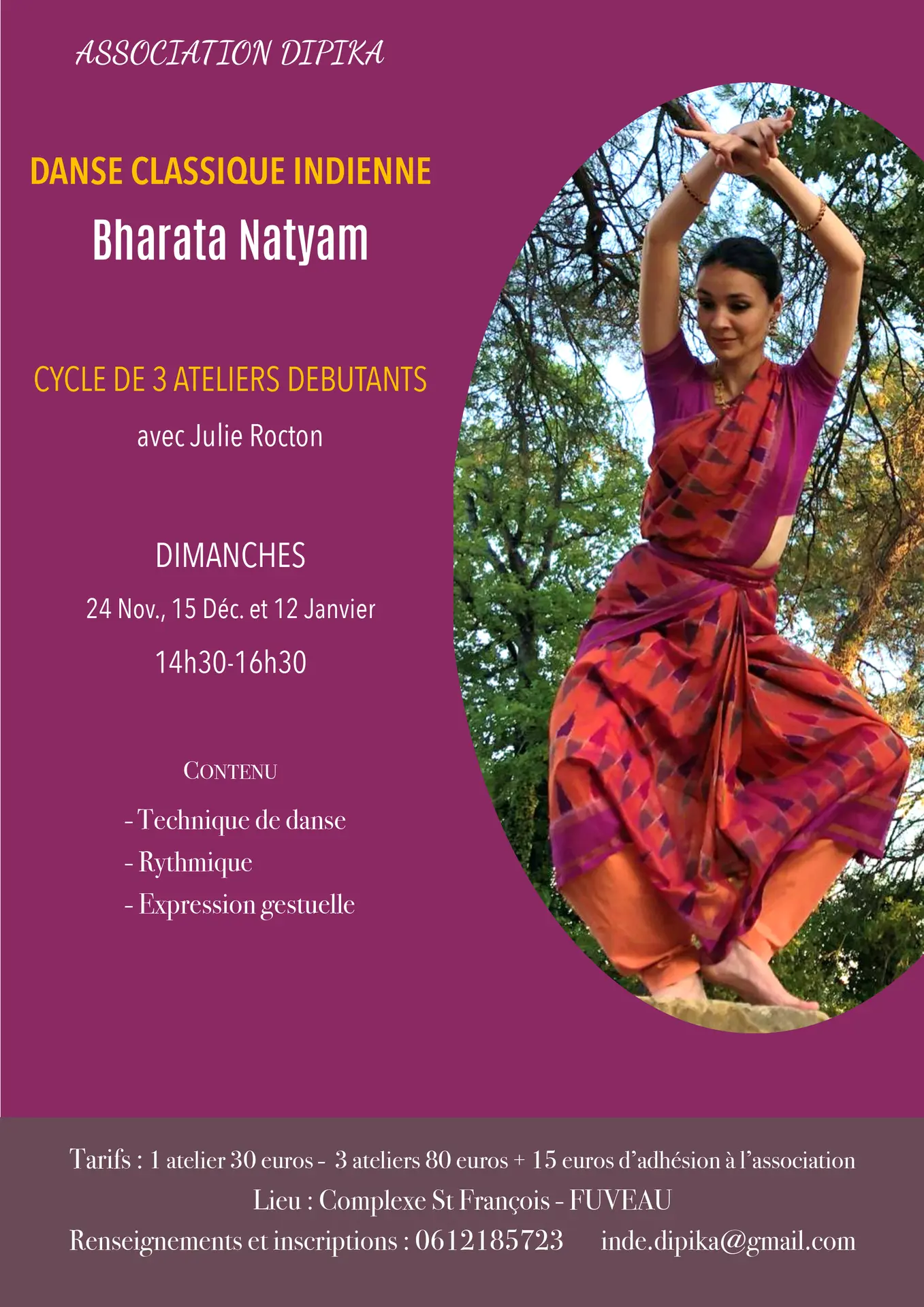 Initiation au Bharata Natyam : Cycle de 3 Ateliers_Fuveau