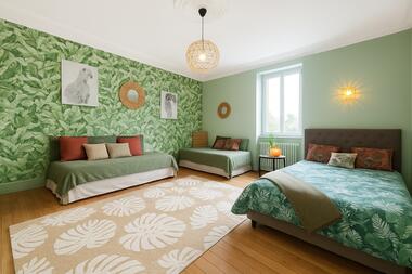 Chambre tropicale et nature apaisante