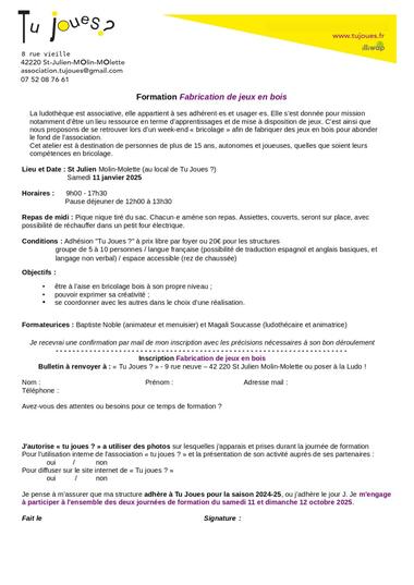 Atelier sur 2 jours - Fabrication de jeux en bois_Saint-Julien-Molin-Molette