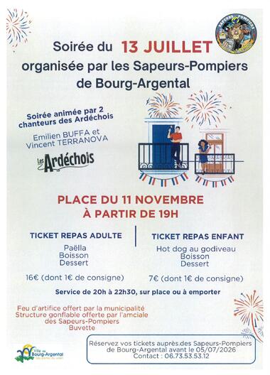 Animations du 13 juillet + Feu d'artifice_Bourg-Argental