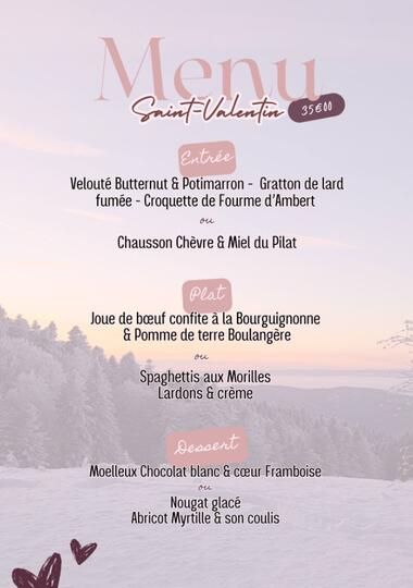 Menu "Saint-Valentin" à l'Auberge de la Jasserie_Le Bessat