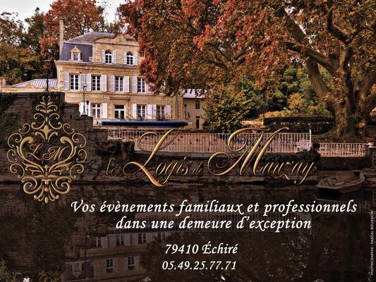 Le Logis de Mauzay à Echiré, depuis la Sèvre