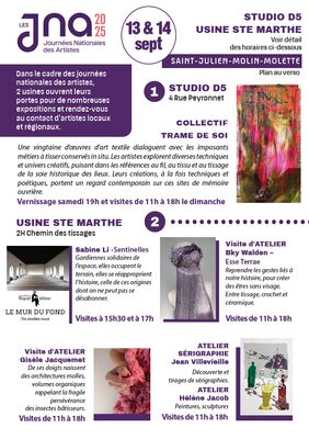 Journées Nationales des Artistes 2025_Saint-Julien-Molin-Molette