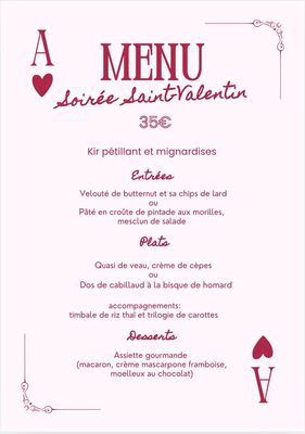 Menu spécial Saint-Valentin au Bistrot de la Famille_Bourg-Argental