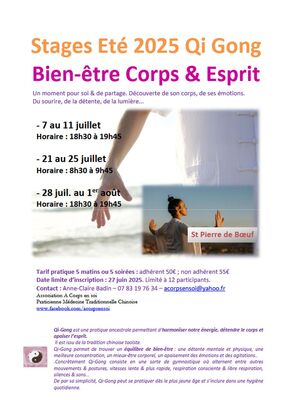 Stages de Qi Gong "Bien-être Corps et esprit"_Saint-Pierre-de-Boeuf