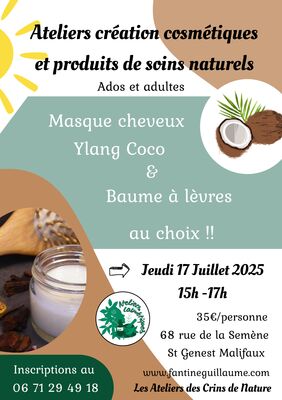 Atelier "Création cosmétiques et produits de soins naturels"_Saint-Genest-Malifaux
