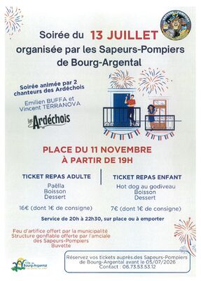 Animations du 13 juillet + Feu d'artifice_Bourg-Argental