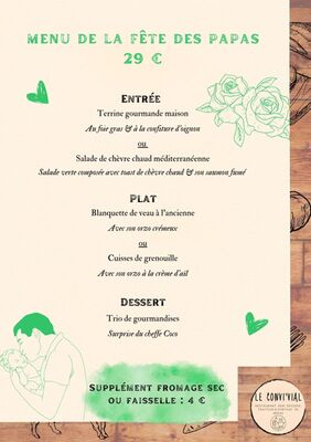 Menu de la fête des pères au Convi'Vial_Chuyer