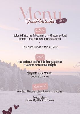 Menu "Saint-Valentin" à l'Auberge de la Jasserie_Le Bessat