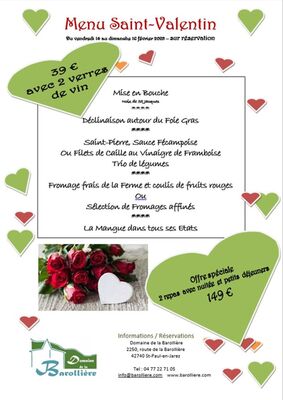 Menu spécial Saint-Valentin à La Barollière_Saint-Paul-en-Jarez