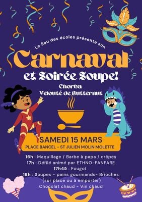 Carnaval et Soirée soupe du Sou des écoles_Saint-Julien-Molin-Molette