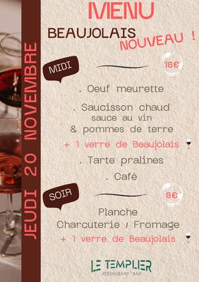 Menu "Beaujolais Nouveau" au Templier_Marlhes