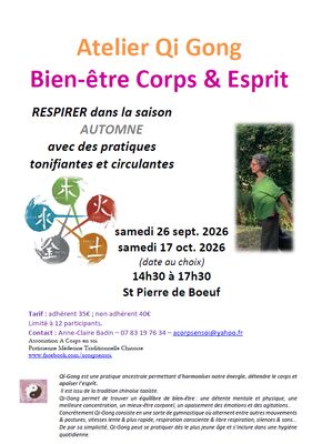 Atelier de Qi Gong "Bien-être Corps et esprit"_Saint-Pierre-de-Boeuf