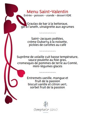 Menu Saint-Valentin à l'Oliveraie_La Chapelle-Villars