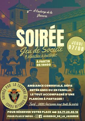 Soirées "Jeu de Société & Planches à partager" à La Jasserie_Le Bessat