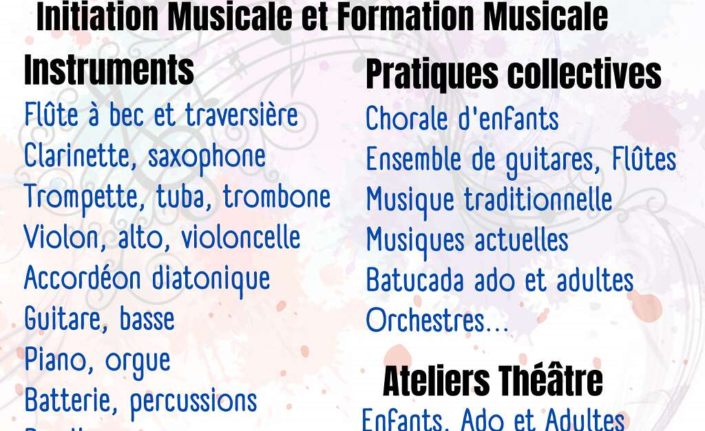 Rentrée 20242025 des ateliers musique et théâtre à l’école musique à