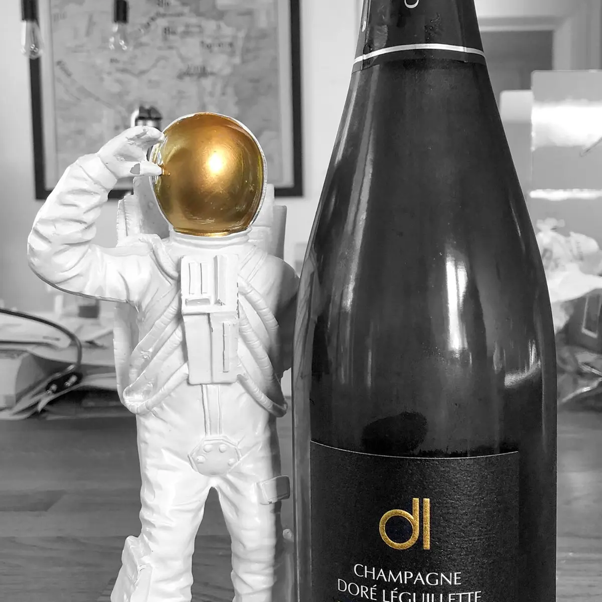 Bouteille champagne Doré Léguillette_astronaute