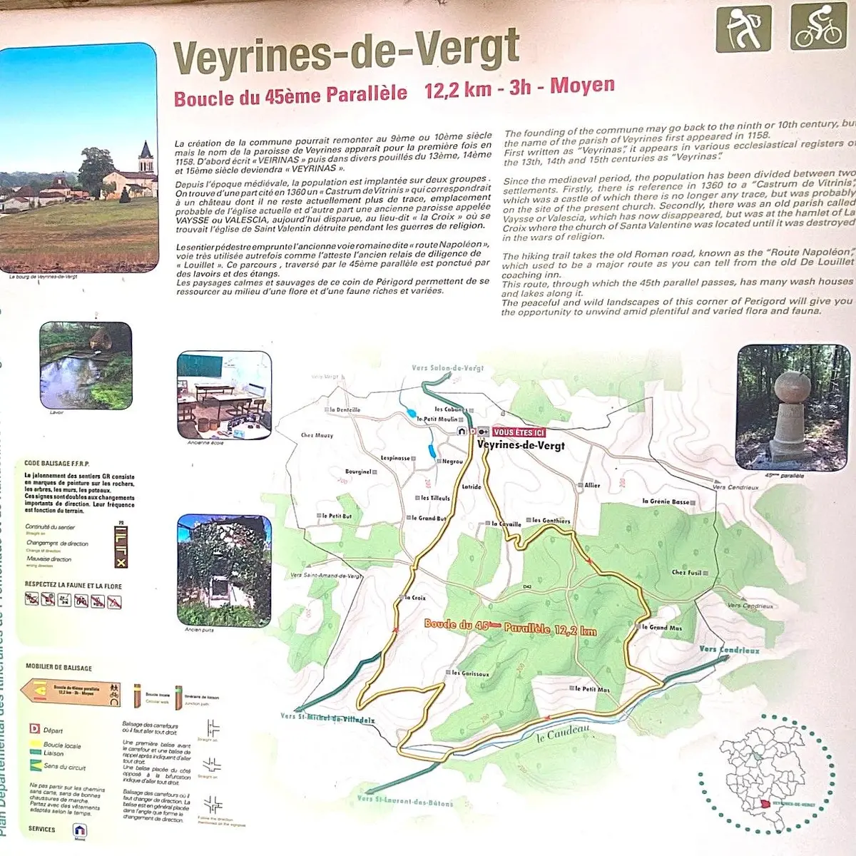 VEYRINES-DE-VERGT-Boucle du 45ème parallèle-Panneau d'appel