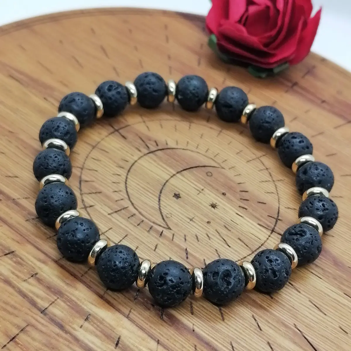 Bracelet vitalité en pierres de lave