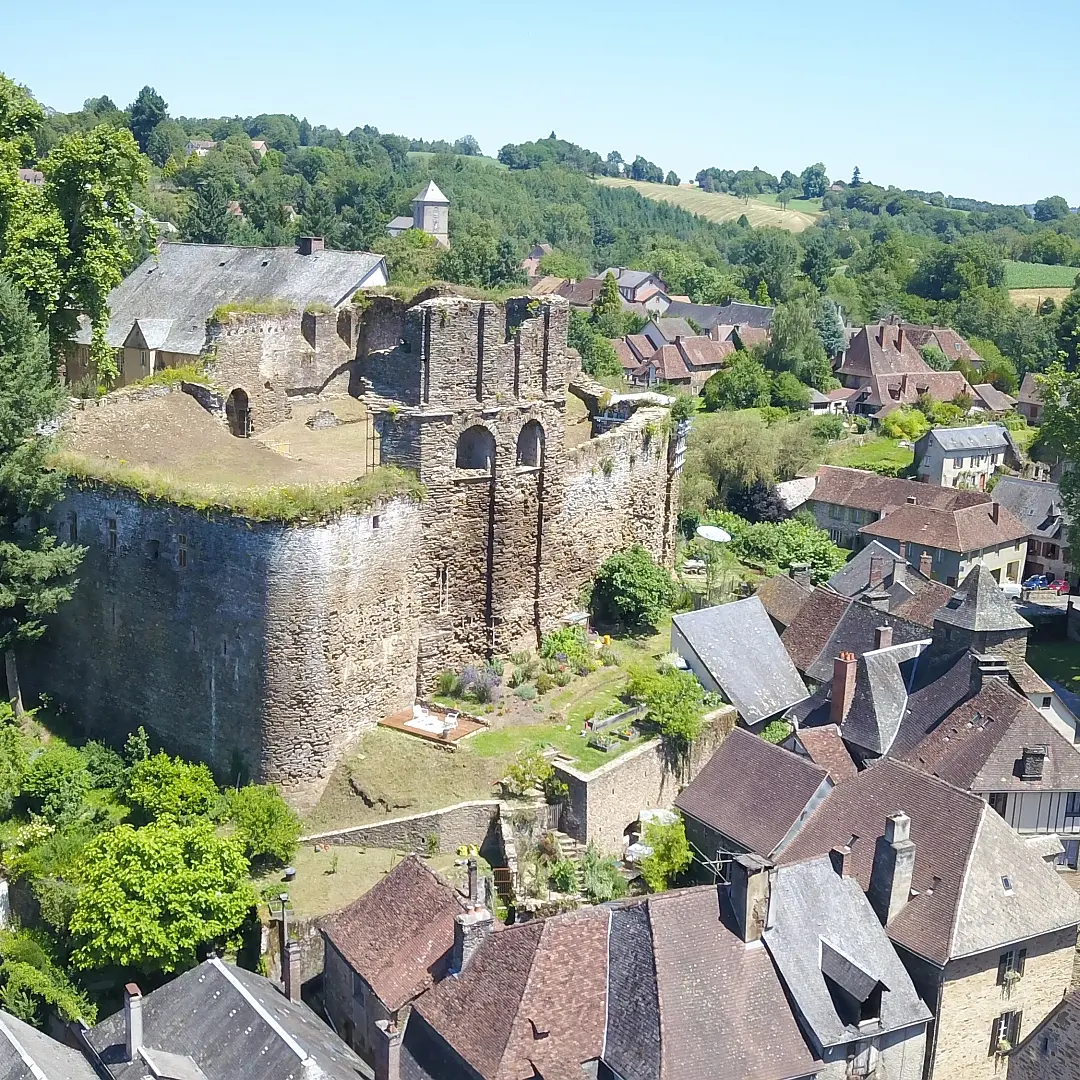 vue aérienne château ségur le château