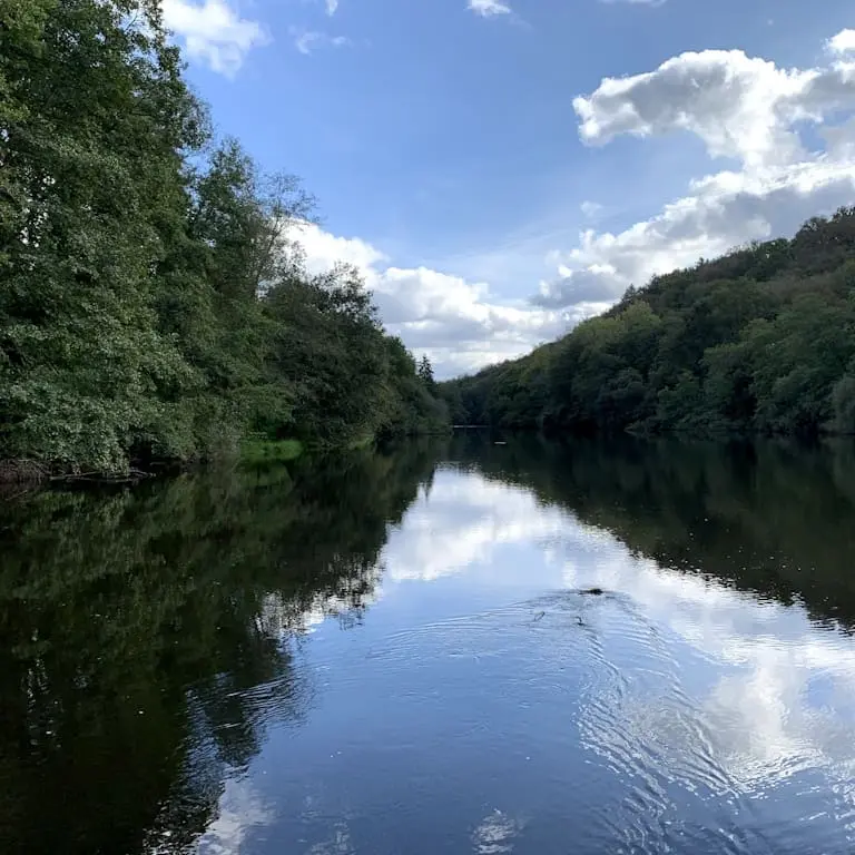 Le Moulin du Got un spot de pêche varié en Haute-Vienne - Vue vers l'amont depuis le seuil du moulin