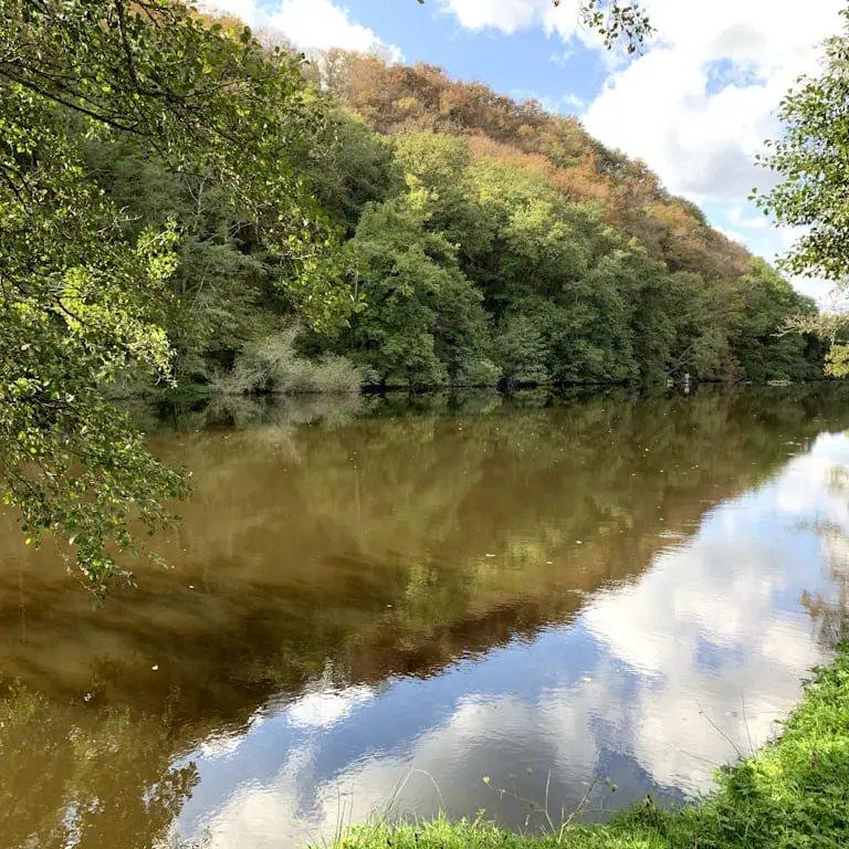 Parcours Carpe de nuit sur la Vienne à Saint Léonard de Noblat vue vers l'aval