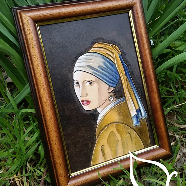 Reproduction en cuir tableau Vermeer