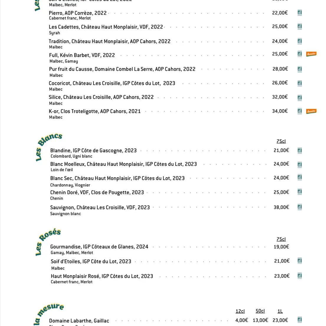 Carte Vins