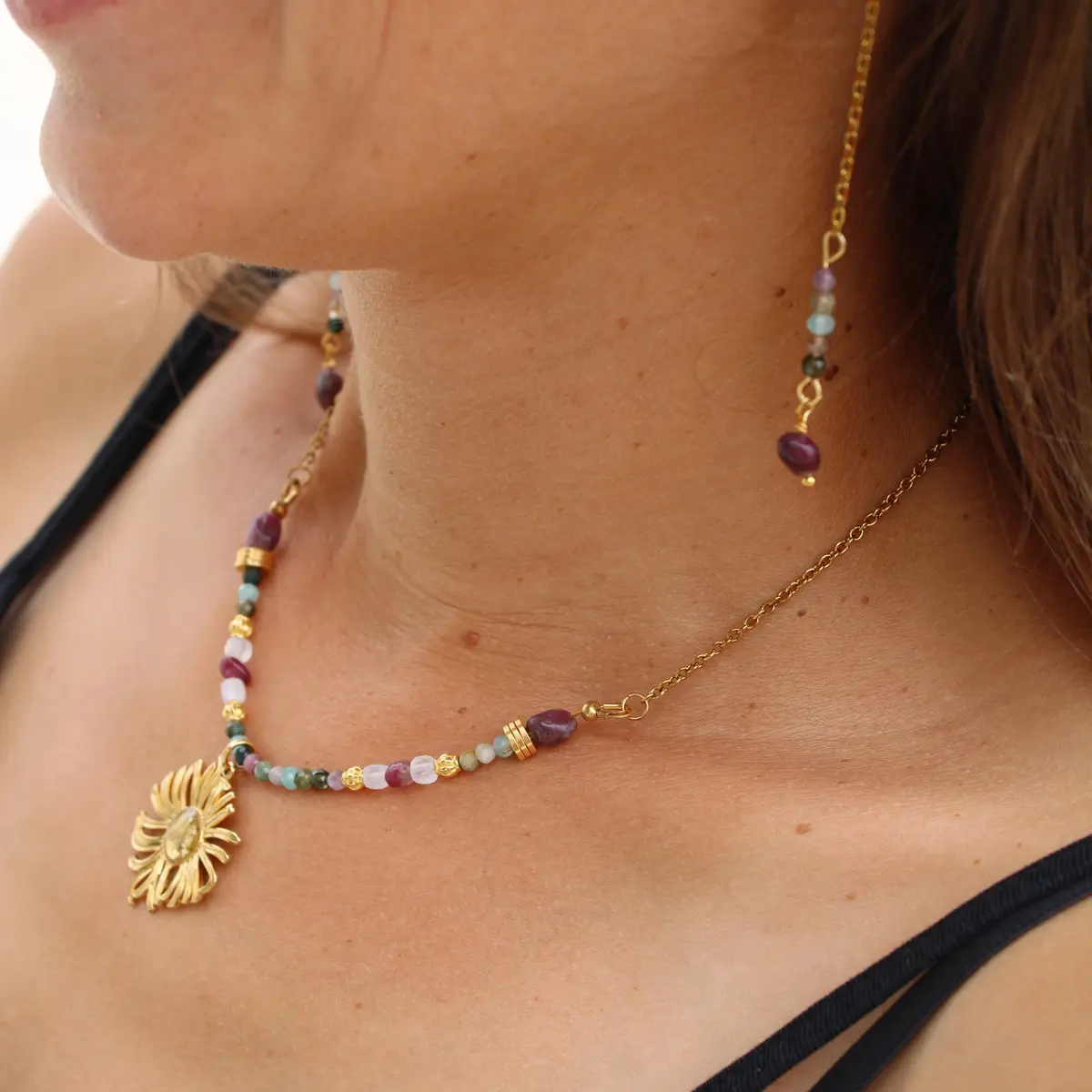 Parure soleil doré et tourmaline