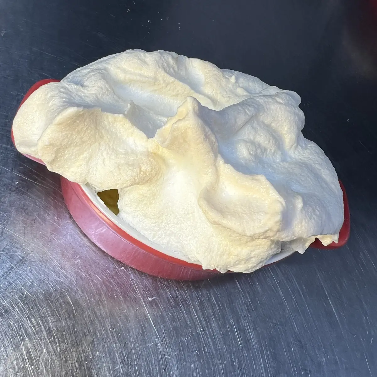 Rhubarbe, orange, Meringue