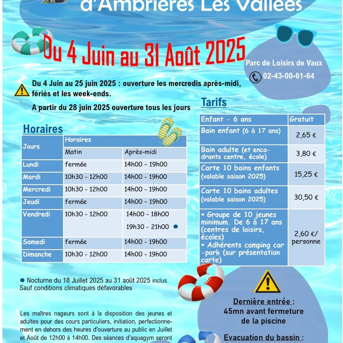 Affiche piscine ambrieres saison 2025