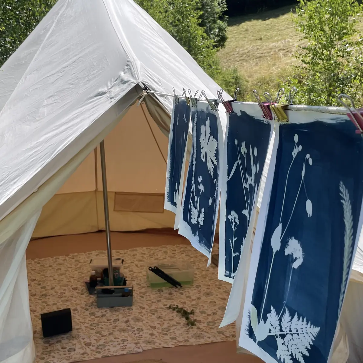 Tente atelier cyanotype Camille R
