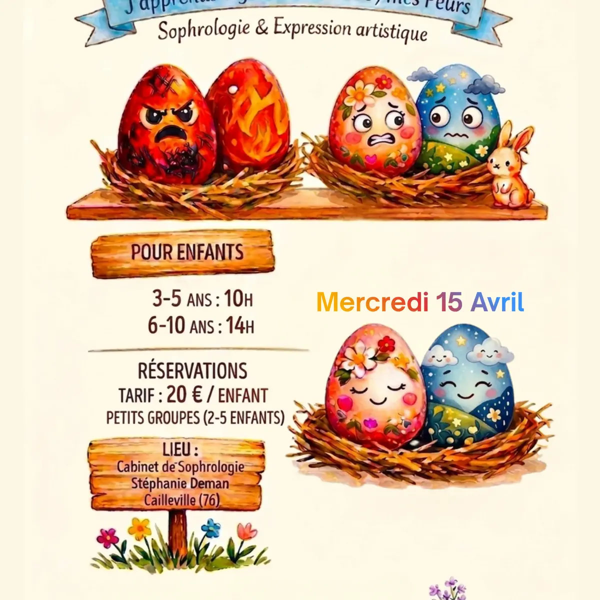 ATELIER DE PAQUES  - Enfants 3 à 10 ans - Gestion Colère/Peurs