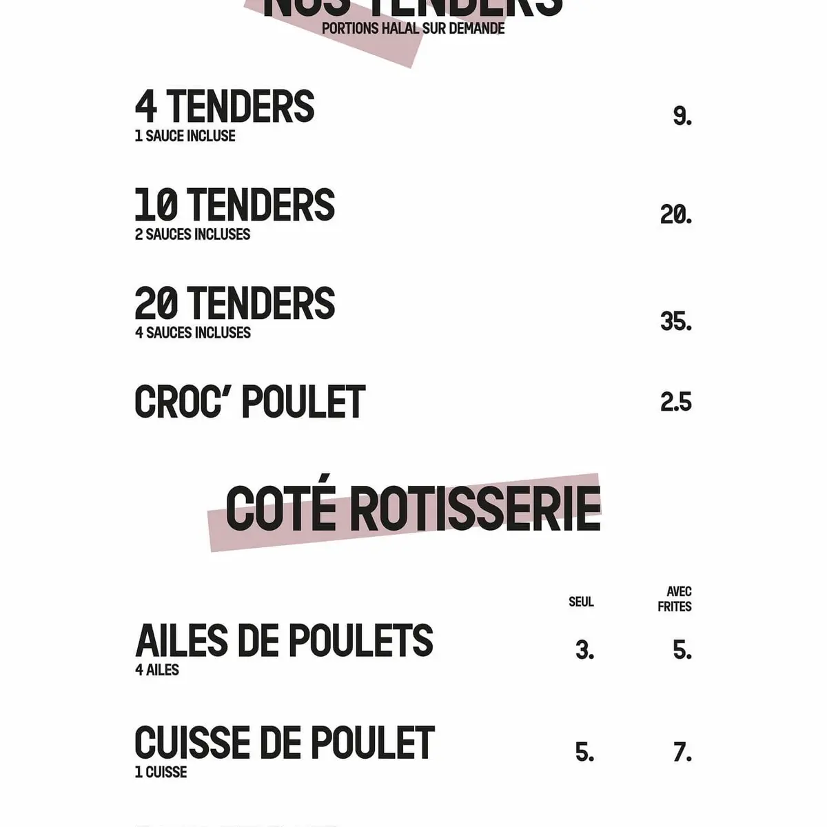 Fontenay Love Chicken carte 2