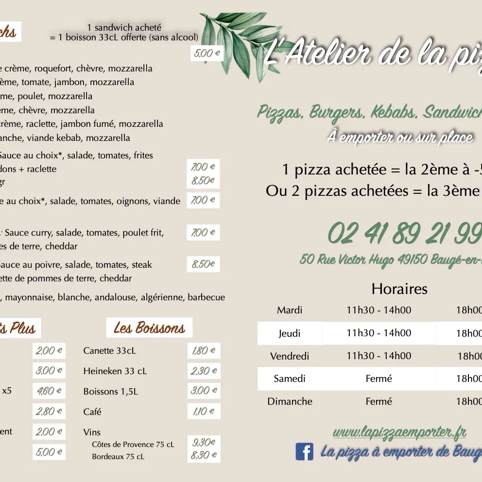 la pizza à emporter