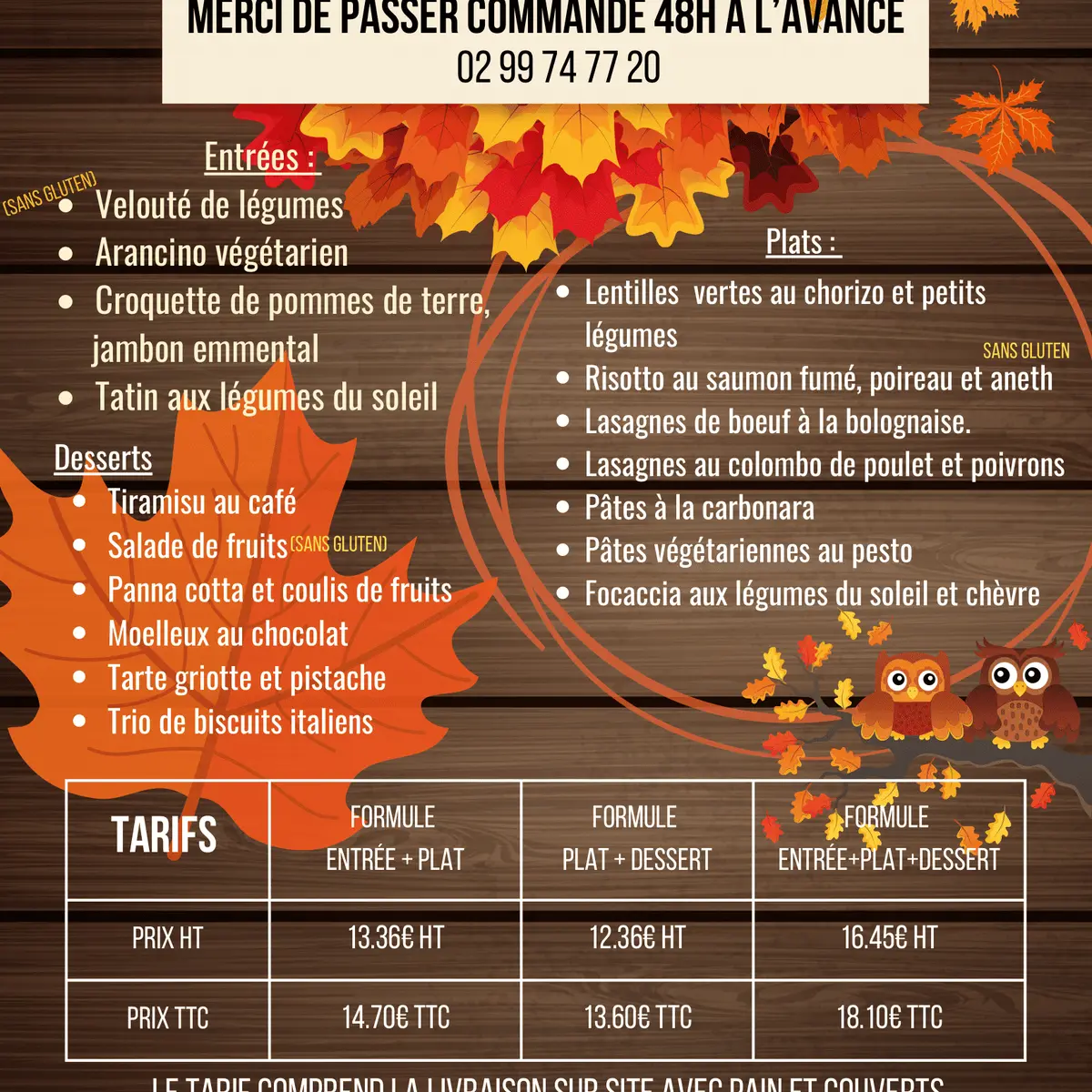 Carte panier repas Octobre