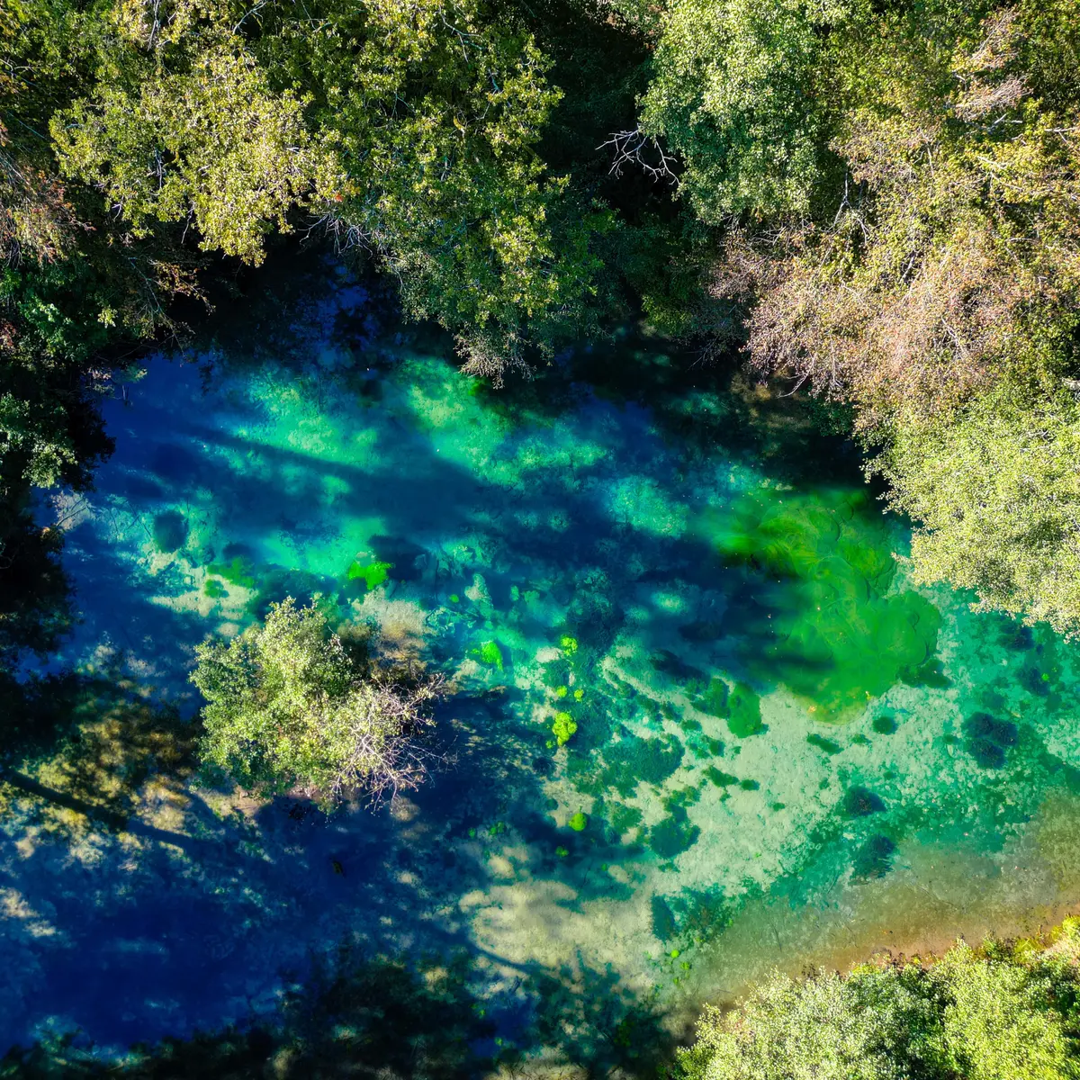 Résurgence de la Reigne, vu du ciel