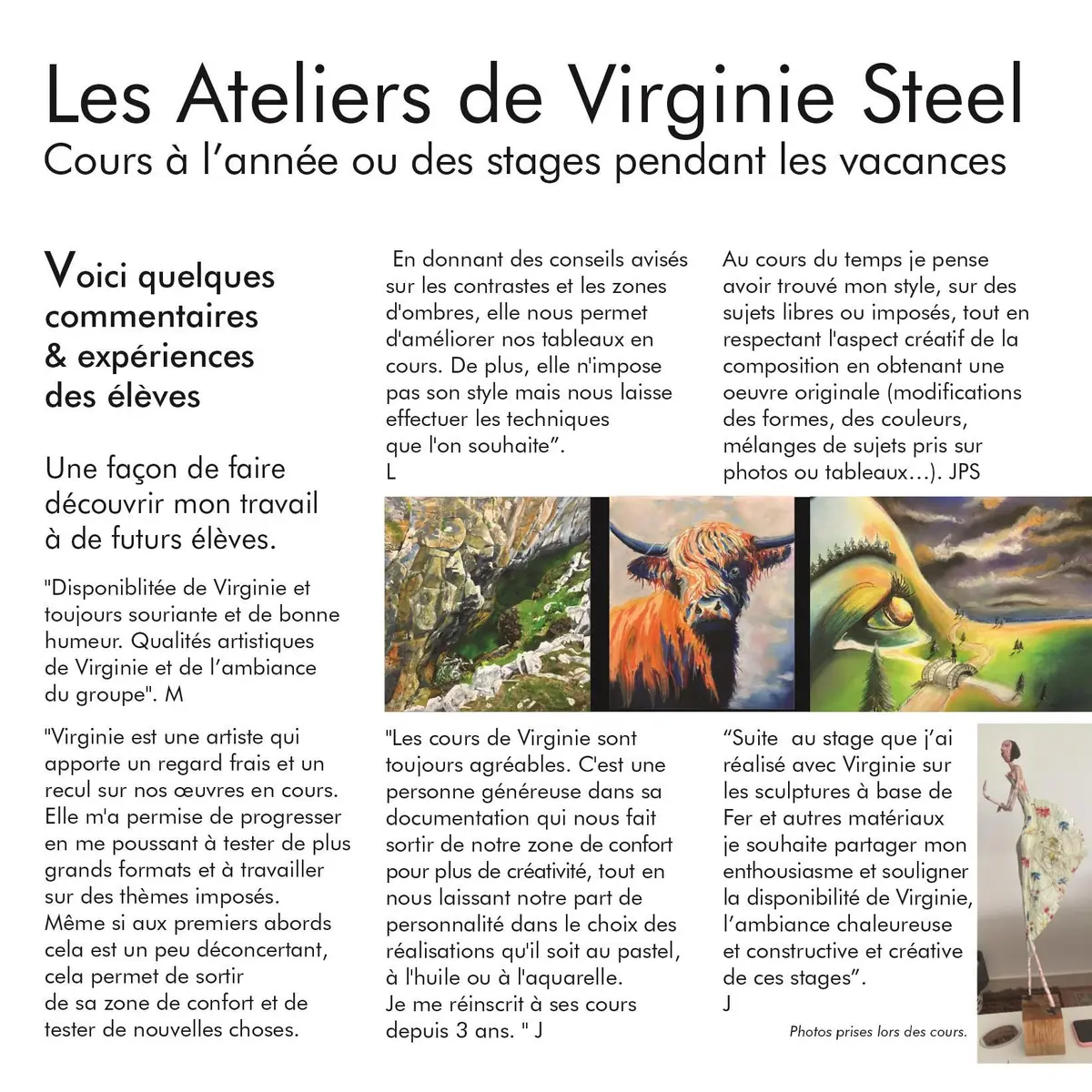 Quelques commentaires & expériences de mes élèves