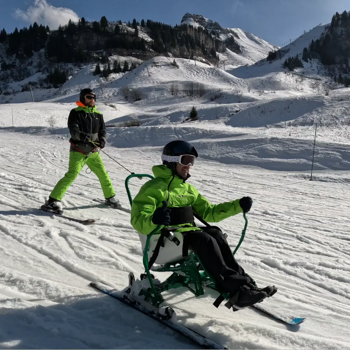 Kart ski sur les pistes du domaine skiable du Grand-Bornand