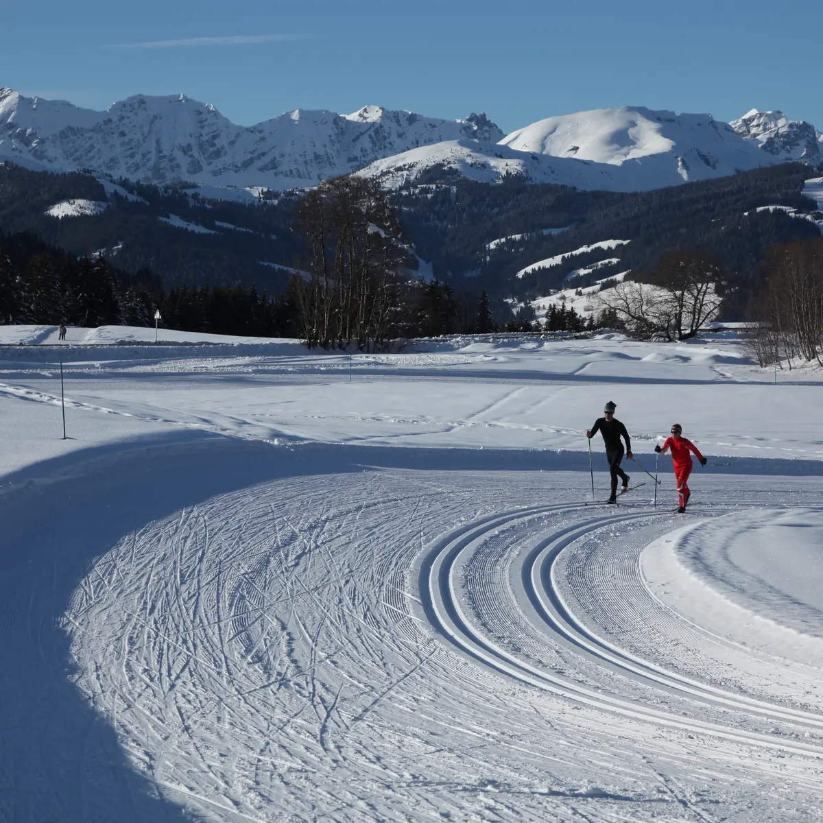 2 skieurs sur la piste La livraz