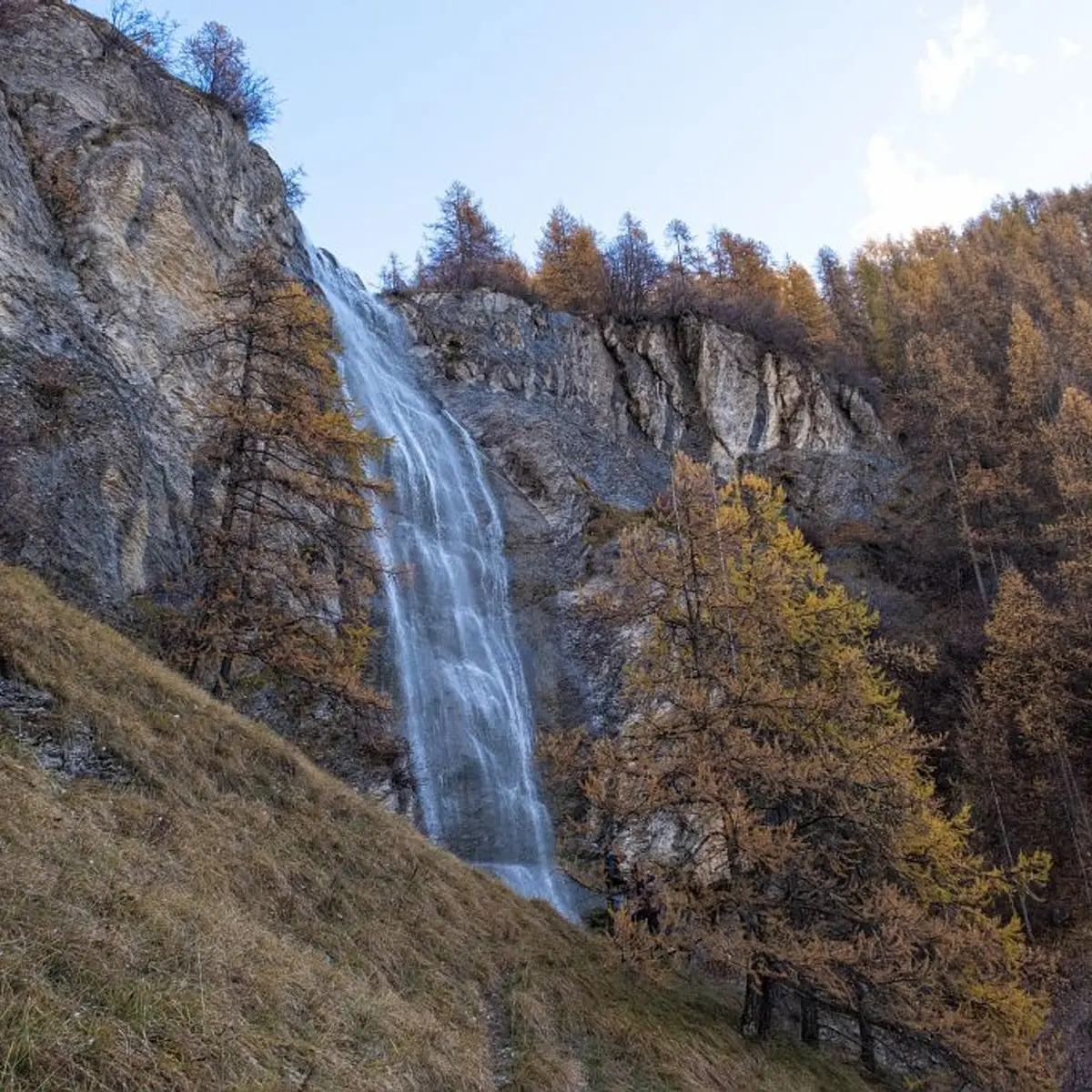 La cascade de la Pissarotte à l'automne