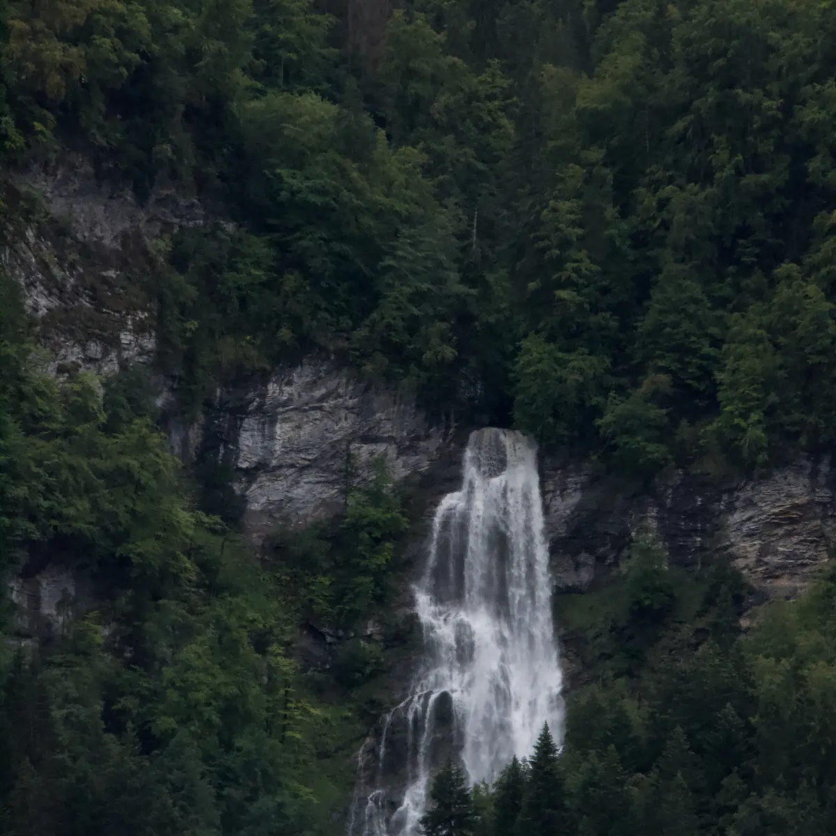 Vue de face de la cascade