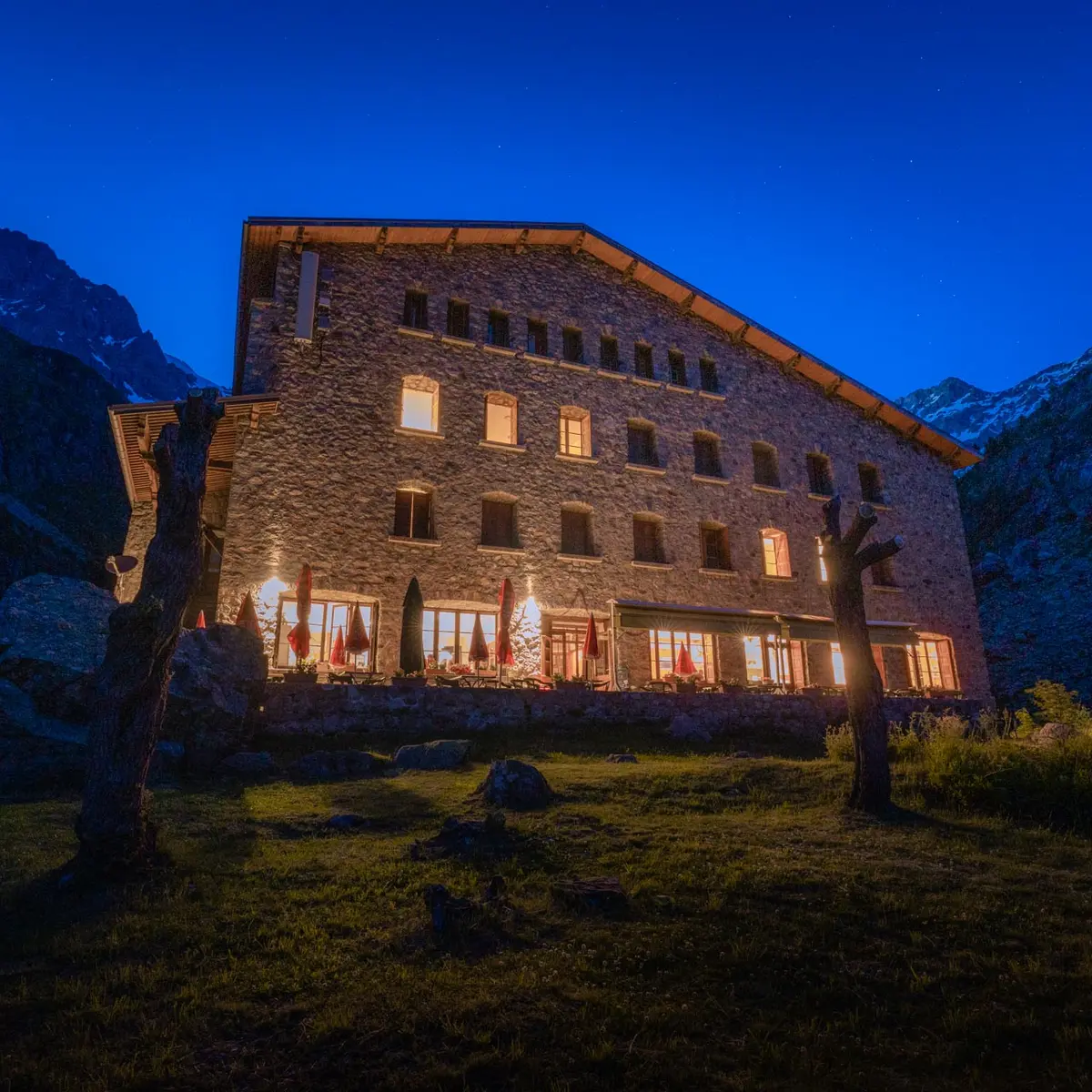 Refuge du Gioberney de nuit